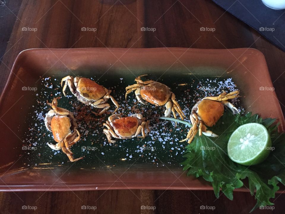 River crabs, meal at resturant
