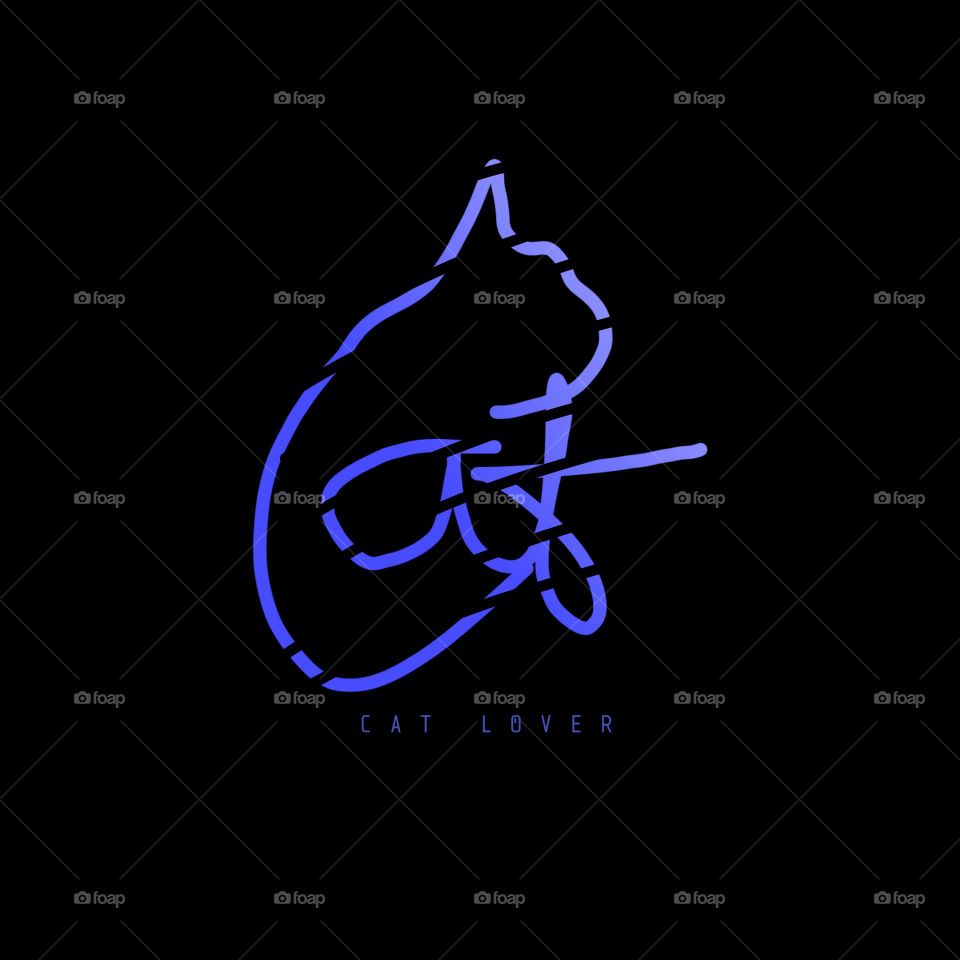 Cat logo with black background.
