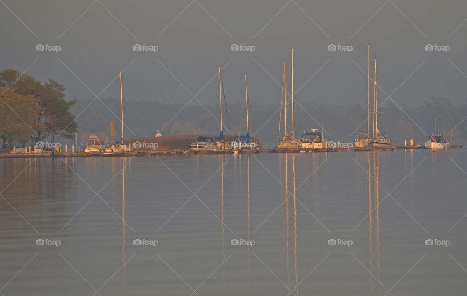 Foggy evening at sea