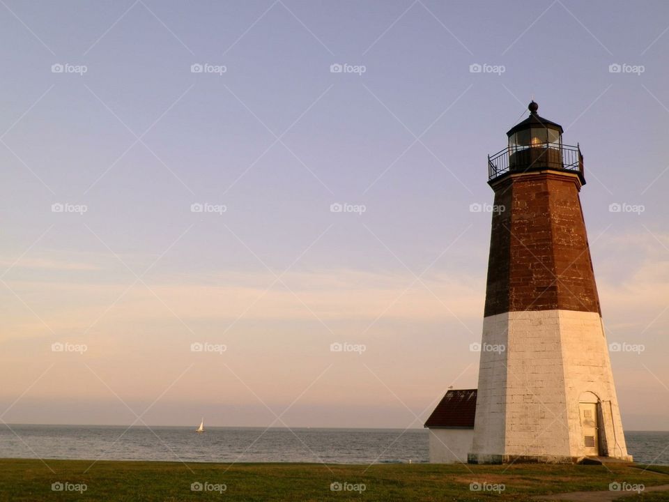 Lighthouse Sunset. Sunset at the Point Judith lighthouse