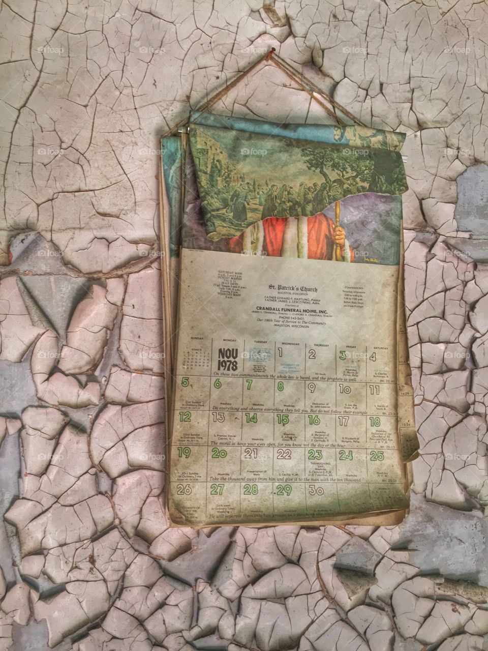 Save the date. A calendar on a wall from 1978