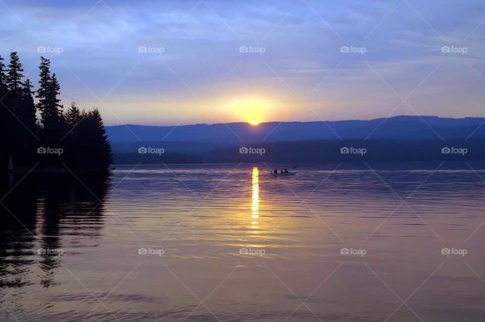 sunrise on the mountain lake