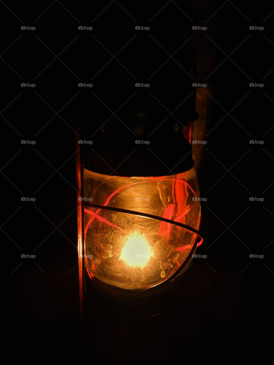 Old Vintage Lantern Closed at night as traditional lighting.