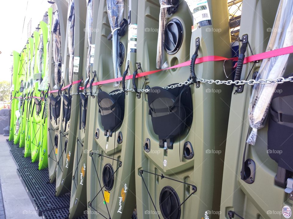 Kayaks on display
