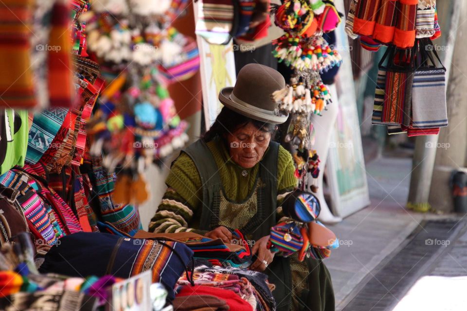 Artisan on streets of South America