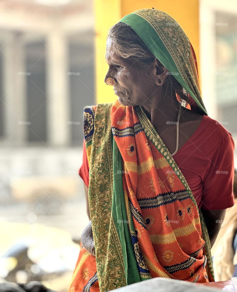 Women wearing a colorful saree 