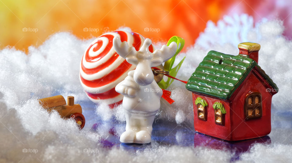 Close-up pictures of the toy town with puppets