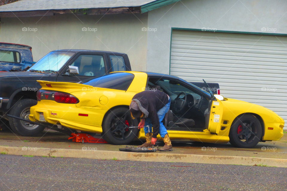 Man changing tire