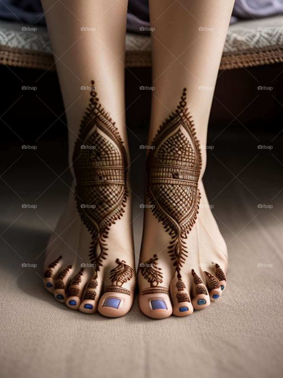 Henna engraving on feet