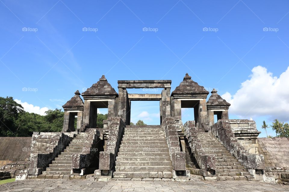 Second and higher front gate of Ratu Boko Palace, a historical site near Jogjakarta, Indonesia