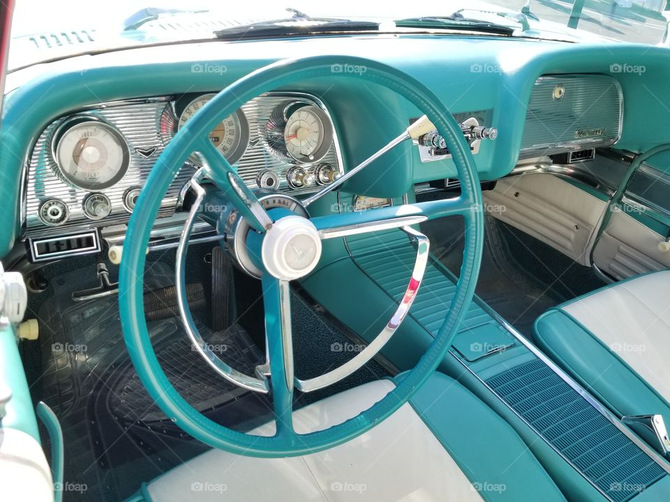 old car classic blue interior