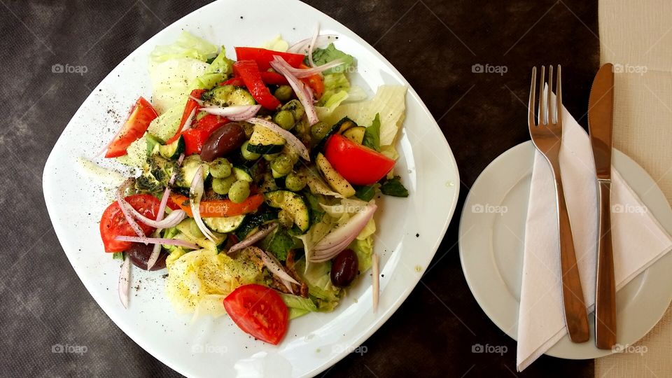 Vegetable salad flatlay