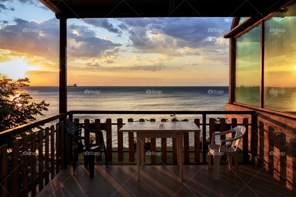 Beautiful sunrise and colourful sky over Black Sea, Bulgaria