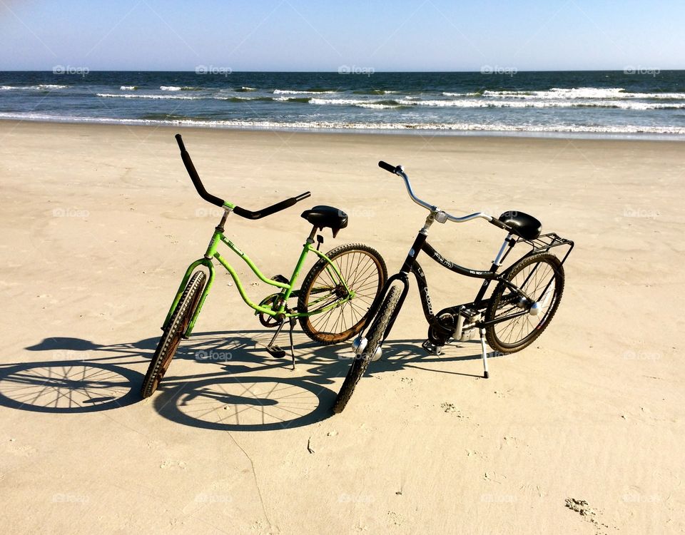 Bikes on the beach.