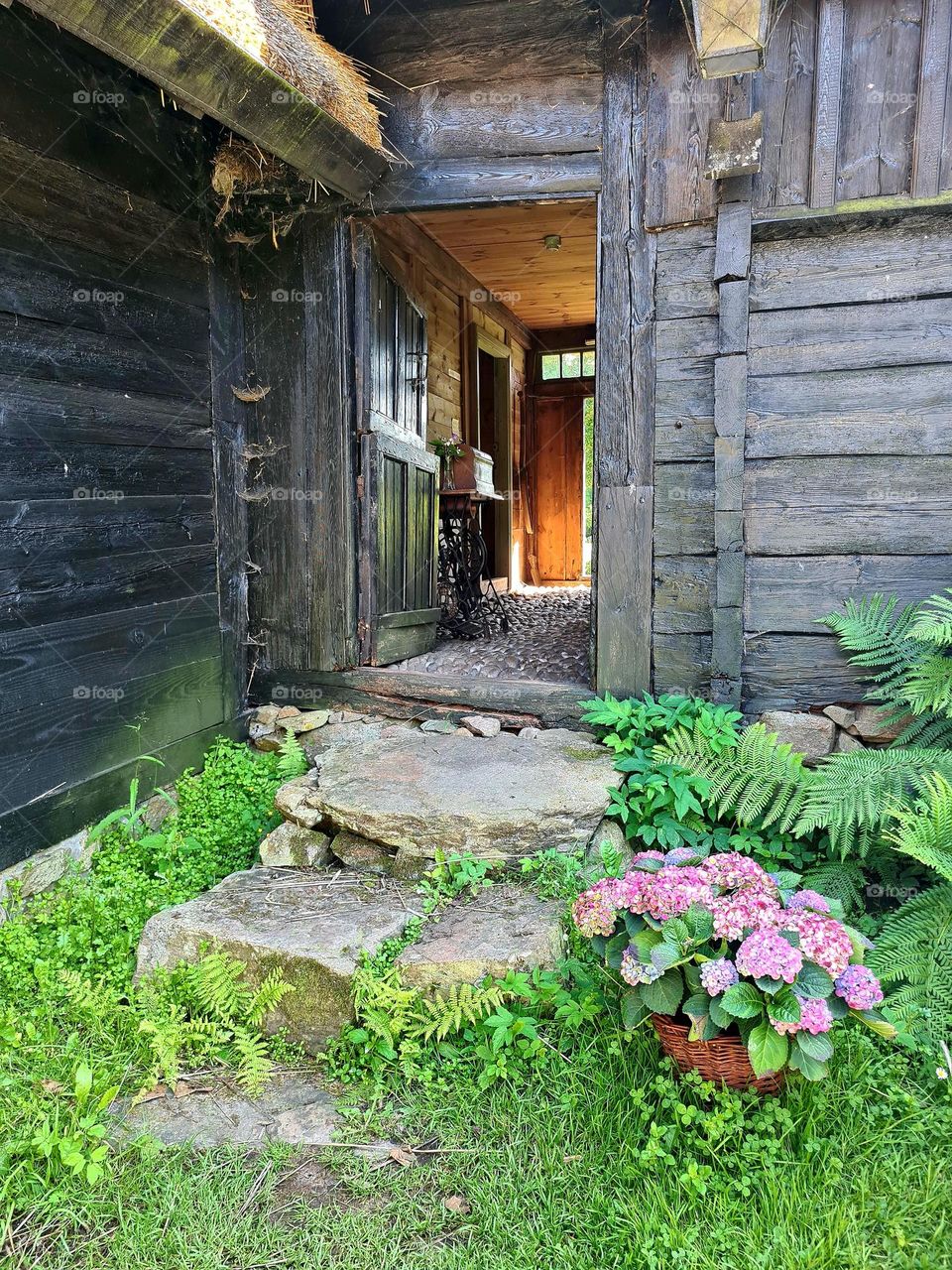 Old building with flowers