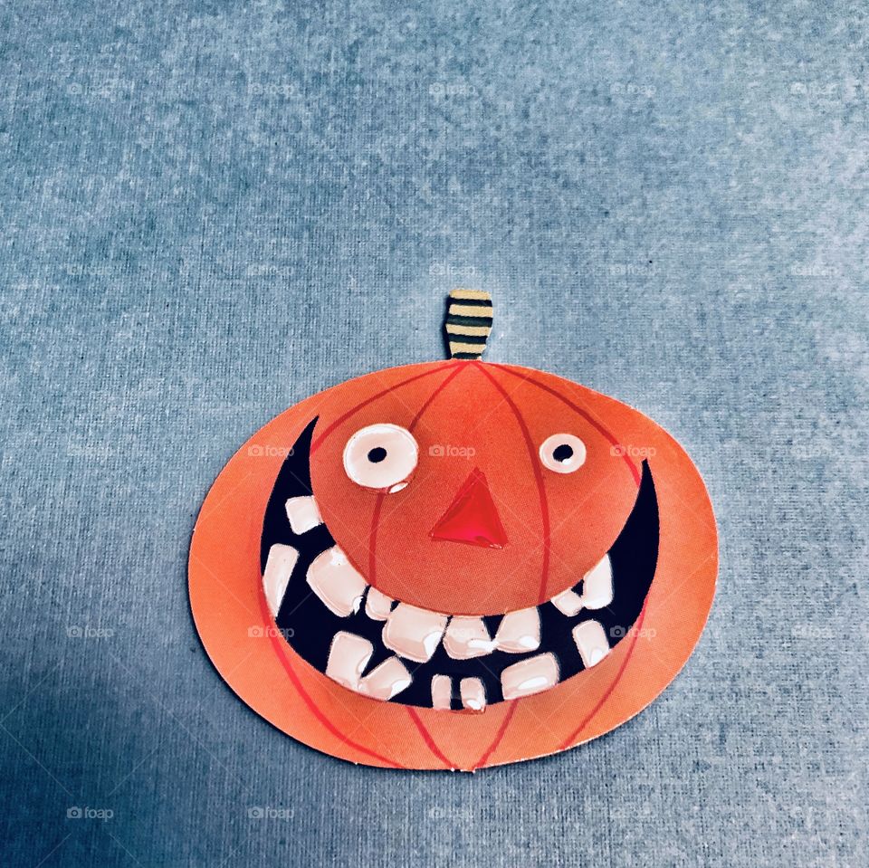 Silly 3D jack o lantern pumpkin scrapbook paper and sticker Halloween card stock 