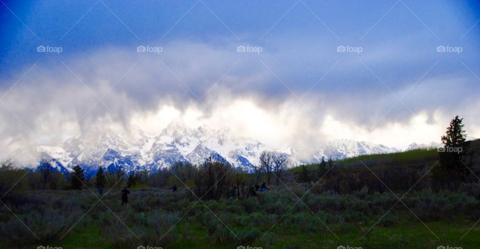 Rain Falls Above the Tetons