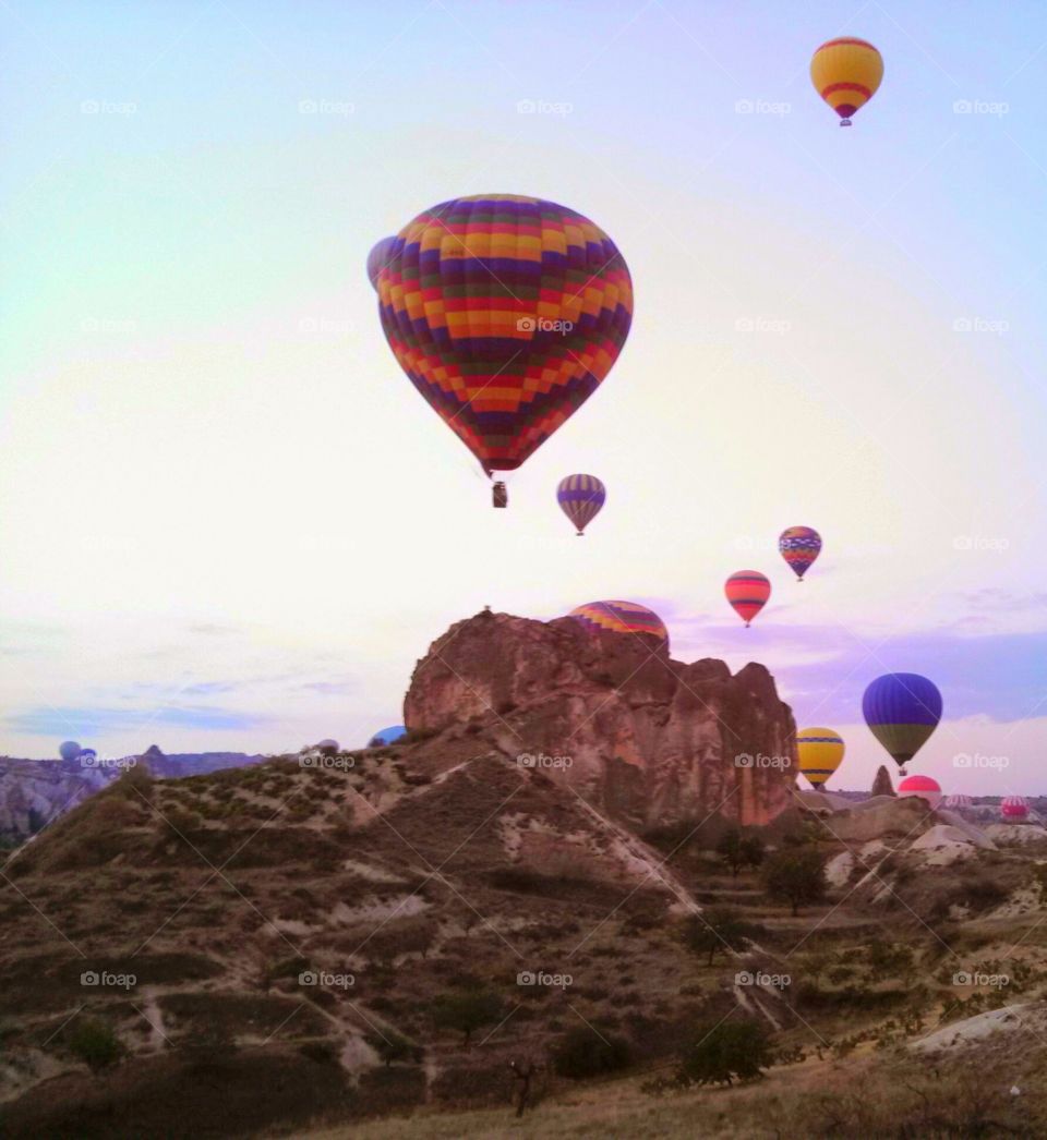 Balloons over Cappadocia. Honeymoon in Turkey