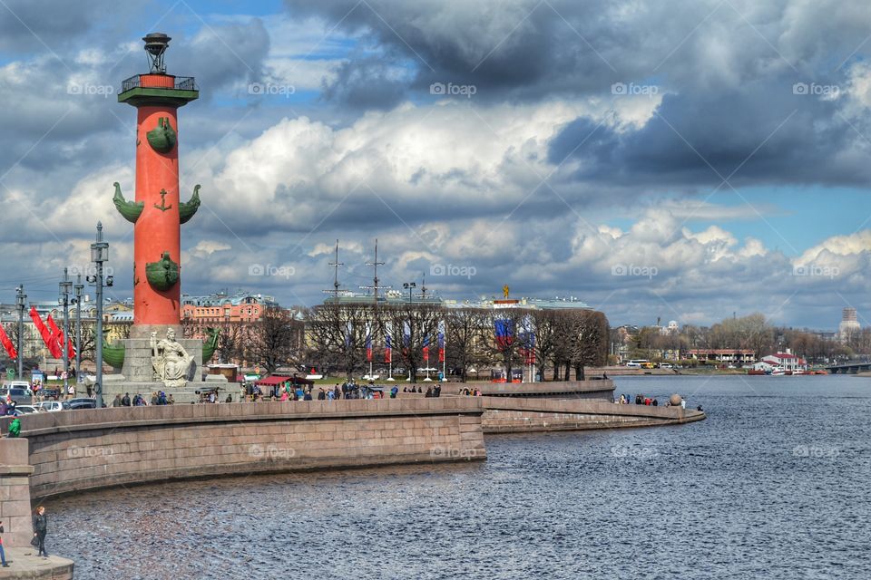 View of Vasilyevsky Island and the Neva River. St. Petersburg