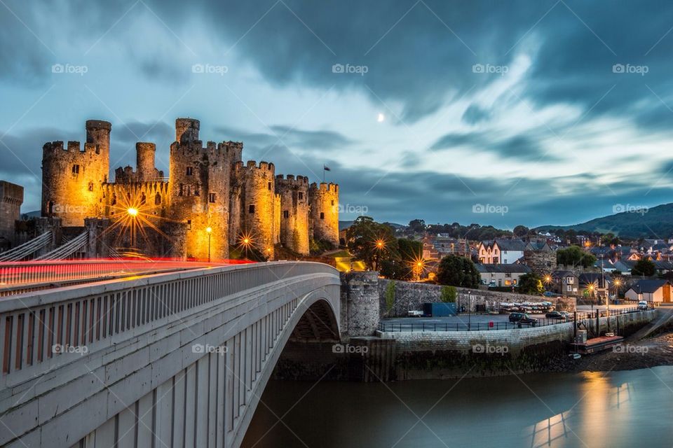 Conwy castle at night