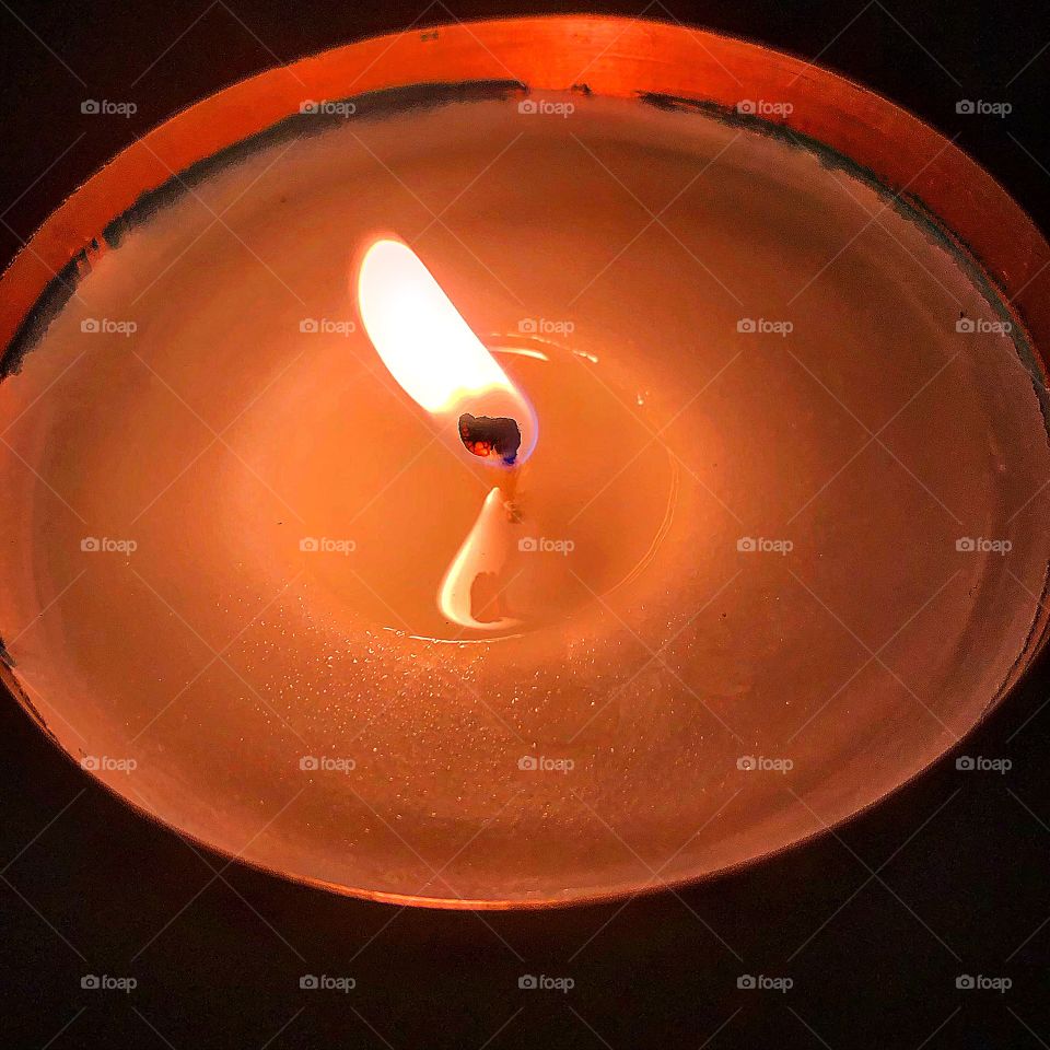 Candle flame reflection night light  