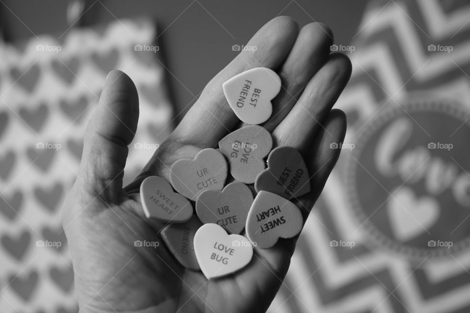 Monochromatic Valentine’s Day Conversation Heart Messages 