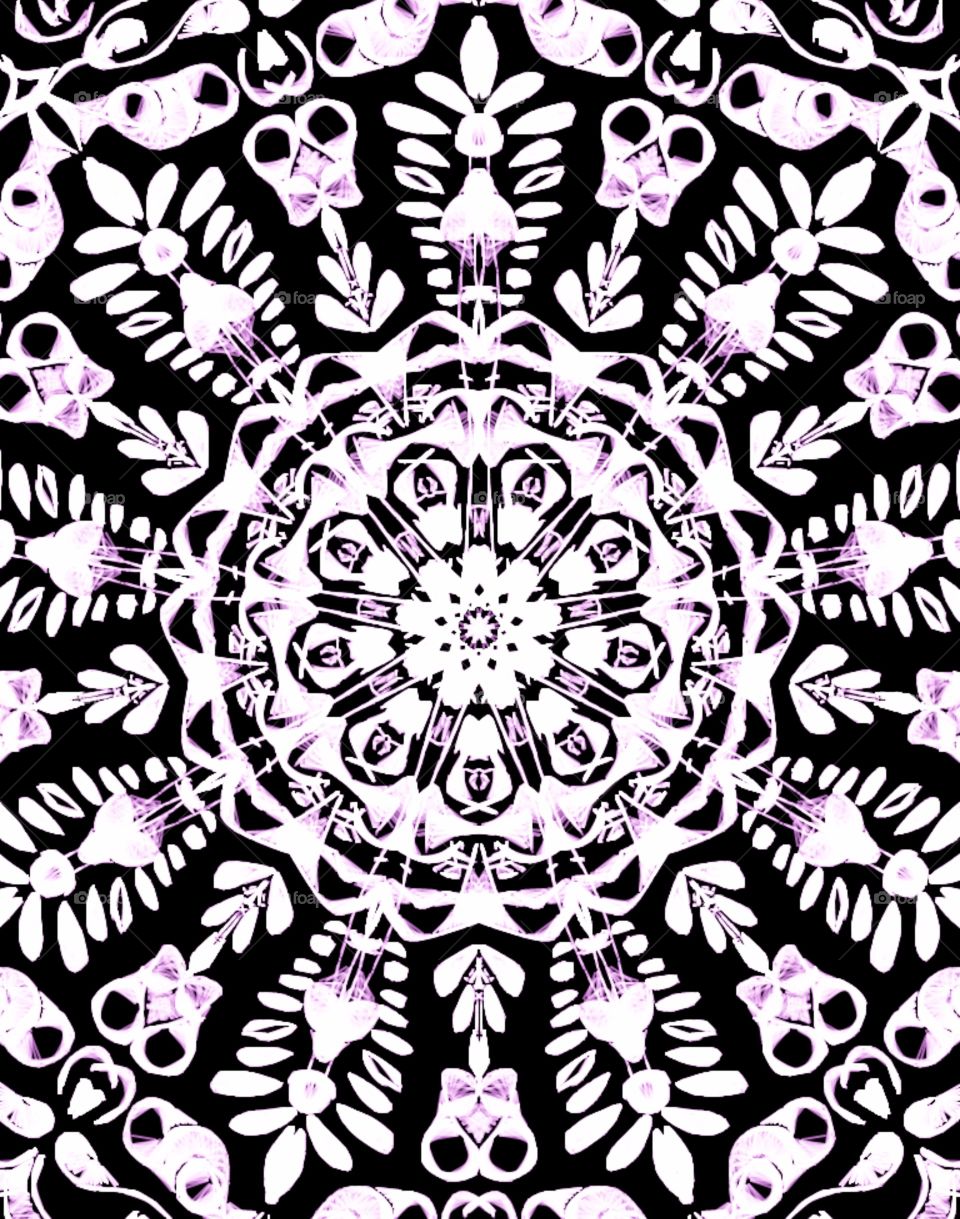 My Reflectional Glowing Purple Floral Art Design Pattern. Circular type of Grid.