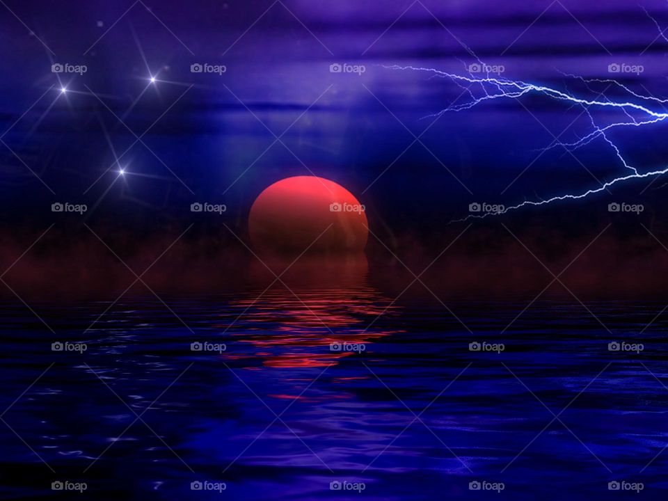 Red white and blue sky’s and sun.