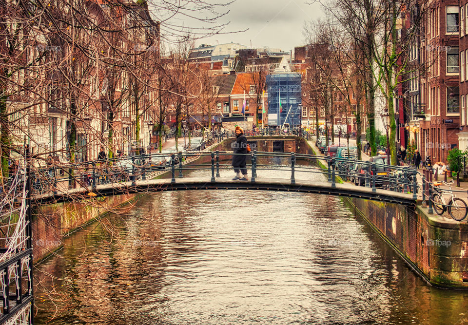 Crossing the bridge, Amsterdam