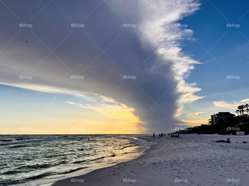 A band of storm cloud chasing the sunset over the horizon. Another beautiful nightfall over the Gulf of Mexico.