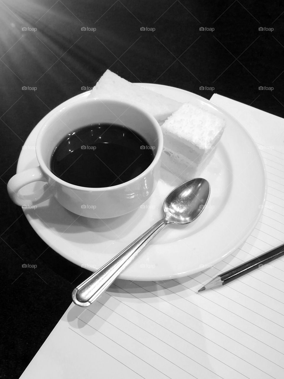Coffee time. Picture in black and white style.