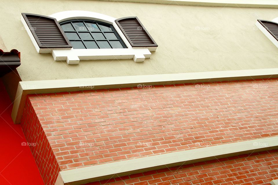 Window on wall.. Beautiful decoration windoww on the wall. Thailand.