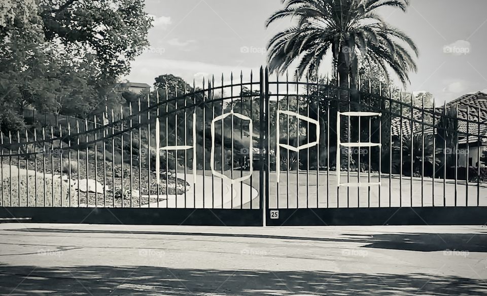 The word hope written on the community gates of the neighborhood during the coronavirus pandemic. USA , America 