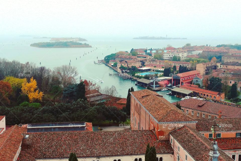 The Venetian lagoon as seem from the monastery of San Giorgio