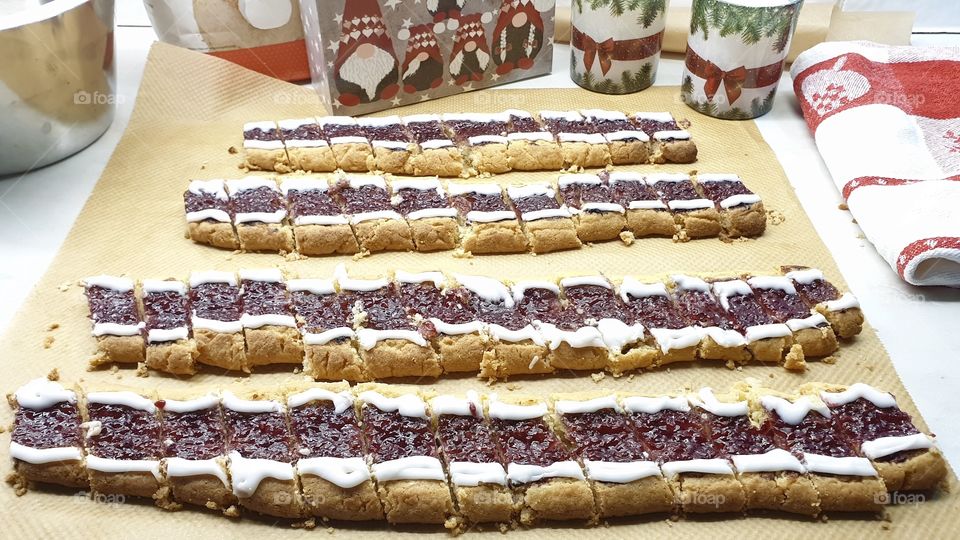 Making raspberry jam cookies for Santa 