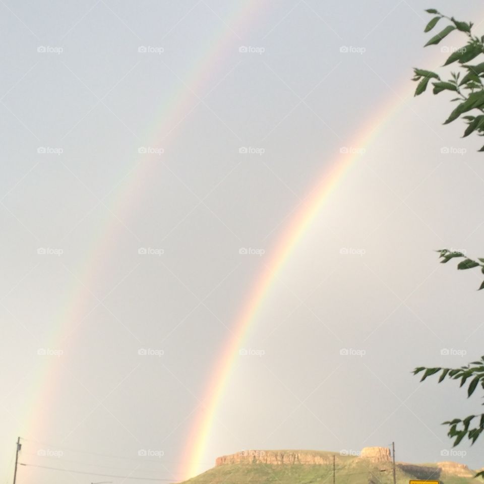 Golden rainbow . Double rainbow over Golden, Colorado 