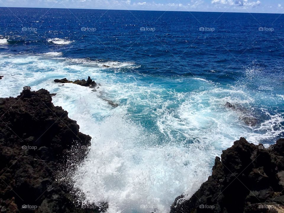 Waves and sea spray