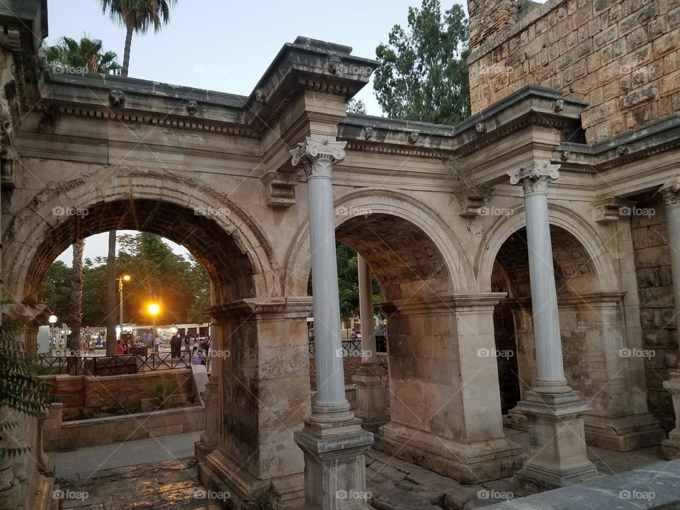 Hadrian gate in old town antalya turkey