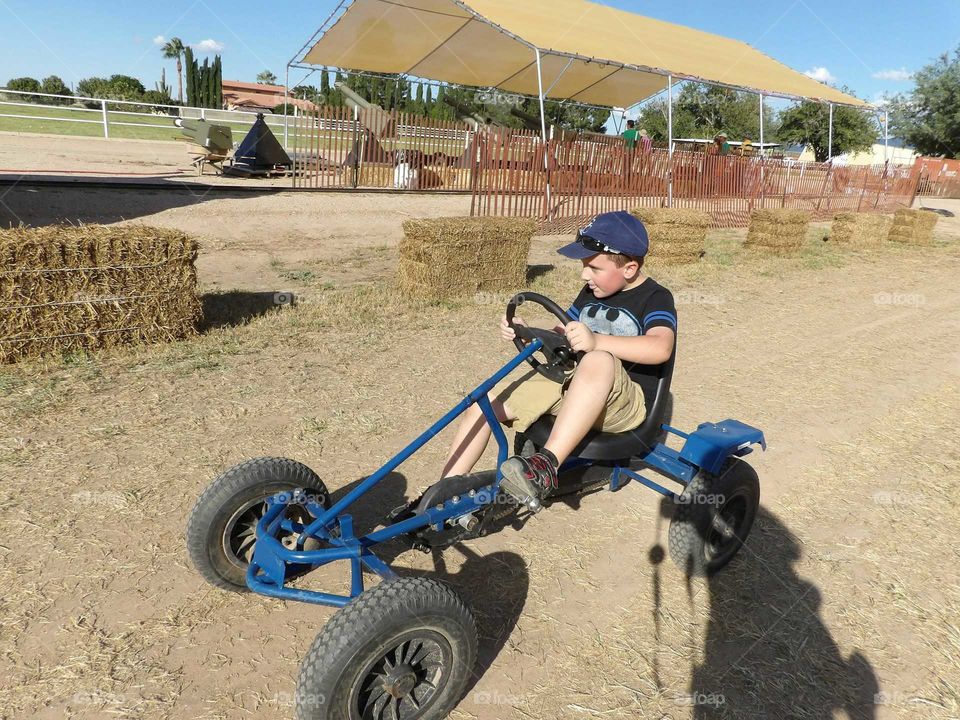 Riding a cart