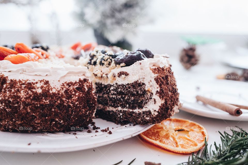 Slice of chocolate cake