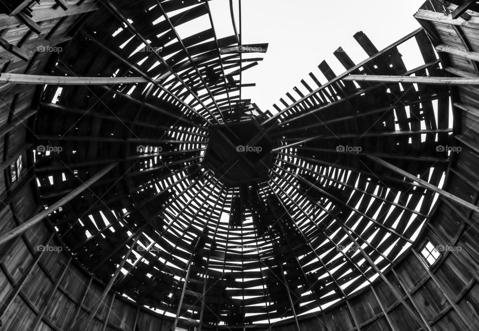 Octagon barn from Moosejaw, CA blackandwhite remnants 