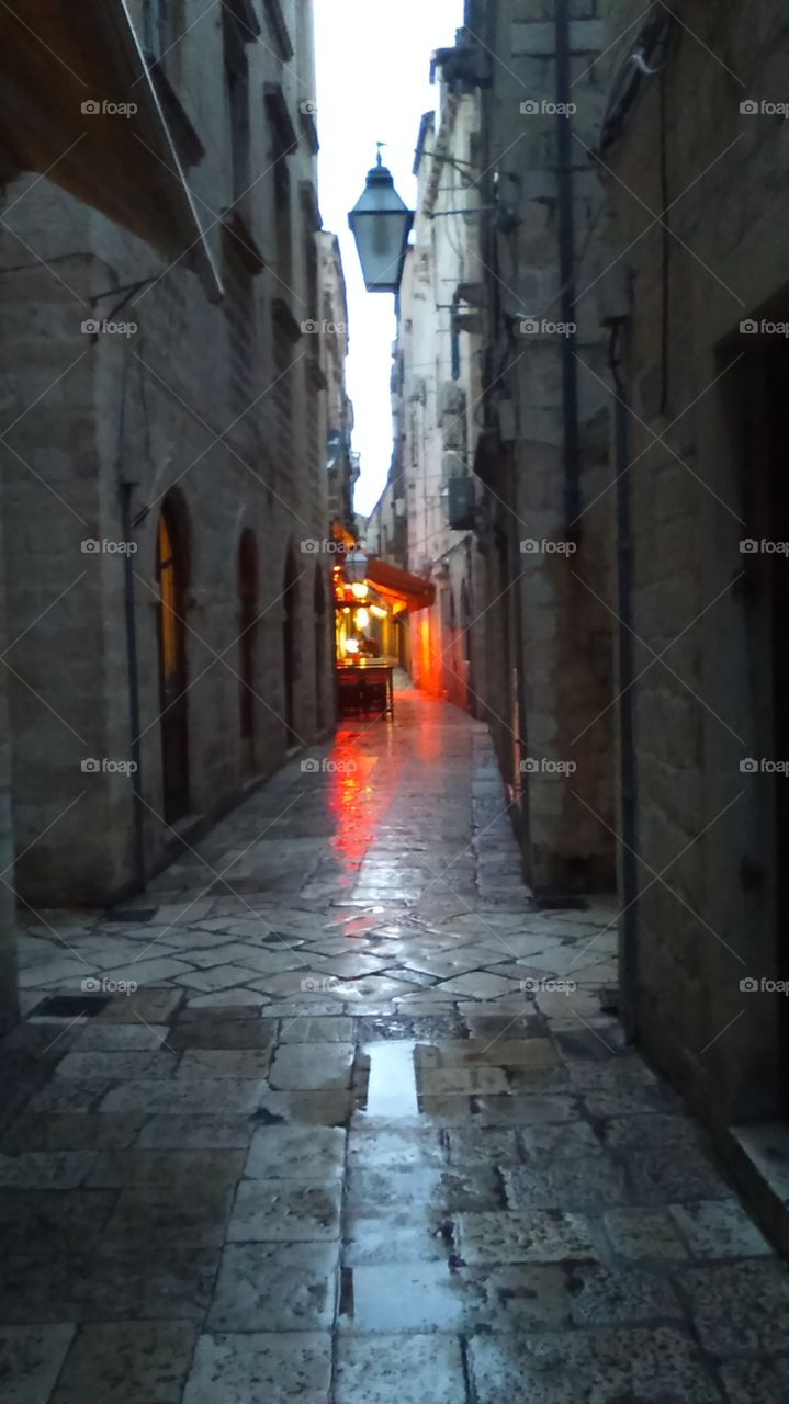 Welcoming lights of  from a restaraunt in Dubrovnik Old Town