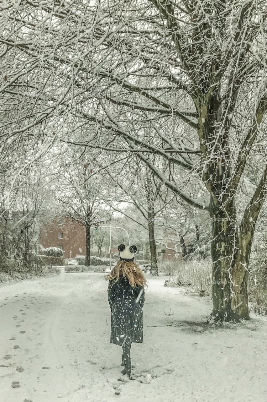 go for a walk alone snow