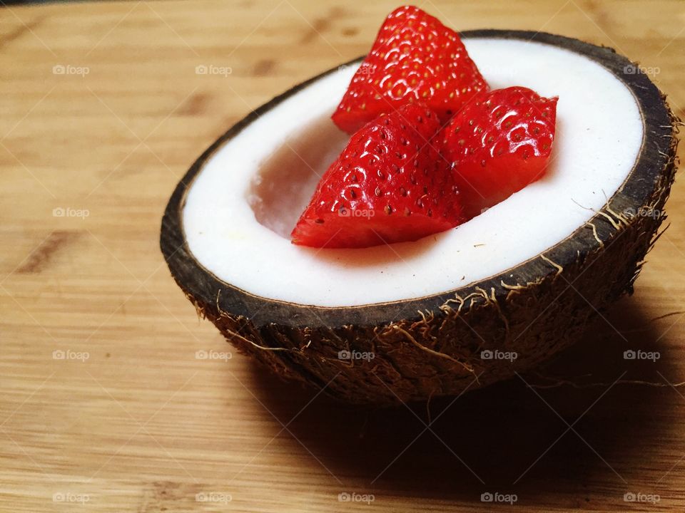 Strawberries and fresh coconut