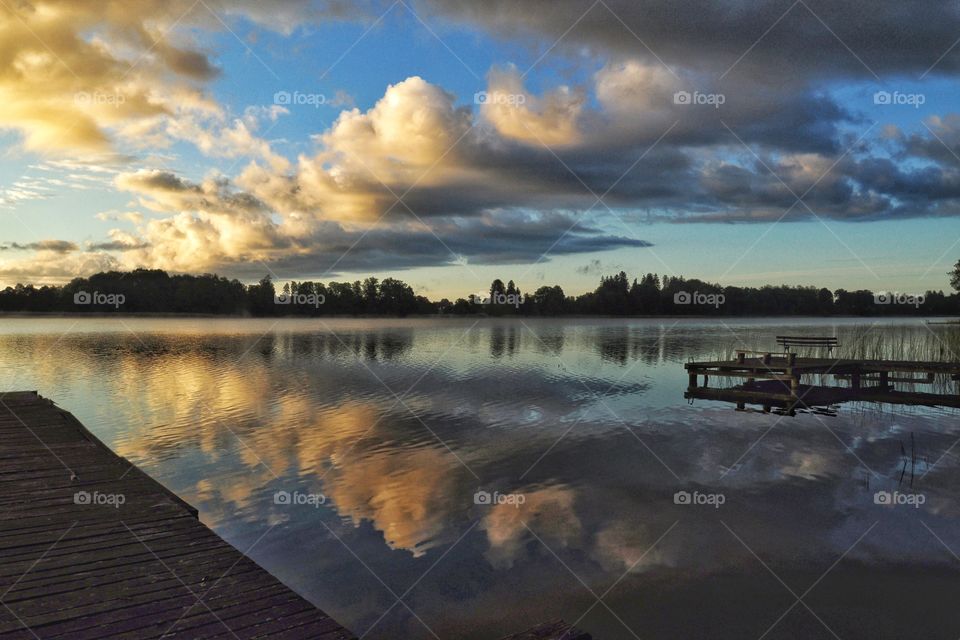 sunrise over the lake in boreczno