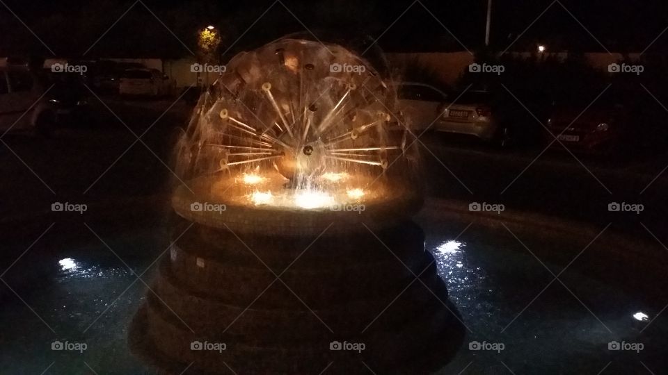 water fountain by night