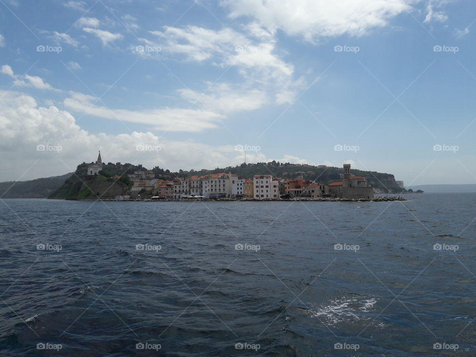 city of piran from sea