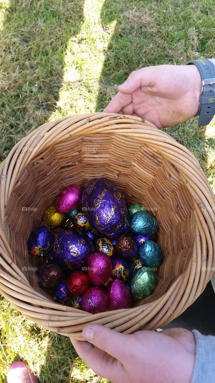 big basket of Easter eggs