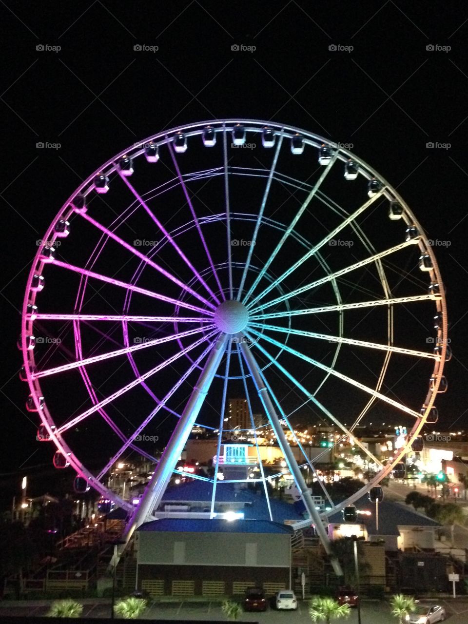 Sky wheel . Myrtle beach sky wheel on October 14 2015 awesome color in the night sky