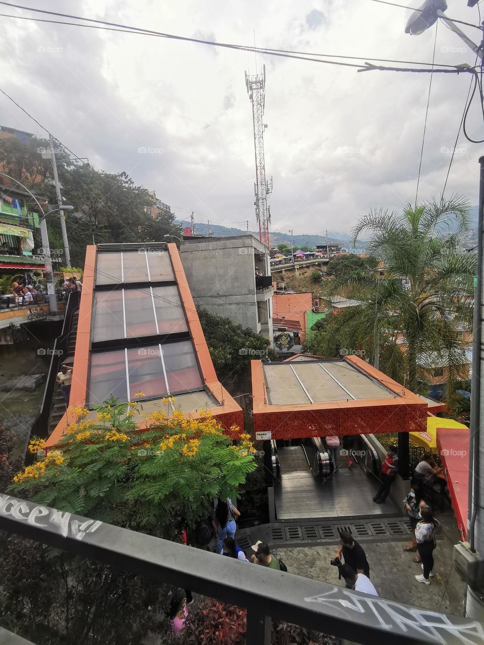 Architecture a rooftop and the electric stairs 
